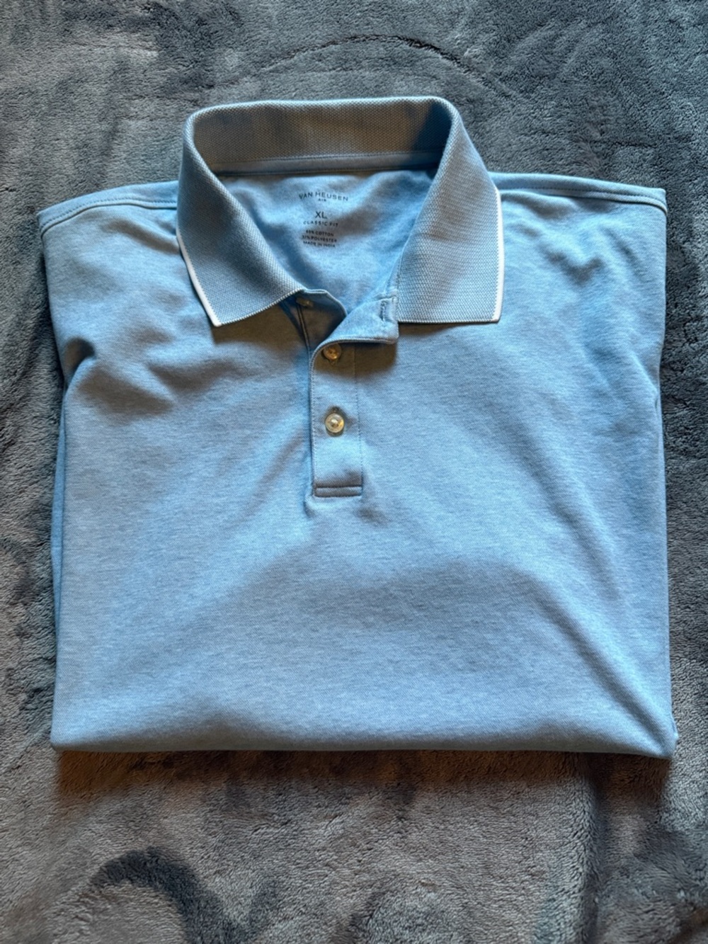 Van Heusen Sky Blue Polo with White Trim Size XL